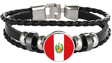 Peru Flagge geflochtenes Armband Leder Kette Kristall Armband Souvenir, Mode handgefertigte Armband für Mann & Frau besonderes Tagesgeschenk