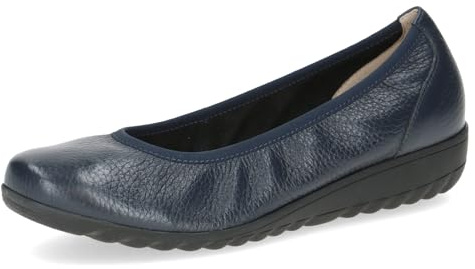 CAPRICE Damen Ballerinas aus Leder Plateau, Blau (Ocean Deer), 41 EU
