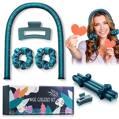 PINTAUR Locken Ohne Hitze, Heatless Curls Band, Seidenhaar Lockenwickler, Rutschfester Hitzefreier Lockenstab mit Haarspange, Lockenwickler über Nacht, für langes mittleres Haar