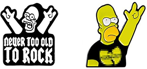 2 Stück Punk Schmuck NIE ZU ALT, UM ZU ROCK Emaille Pin Rock and Roll Band Brosche Shirt Revers Tasche Lustige Abzeichen Cartoon Geschenk