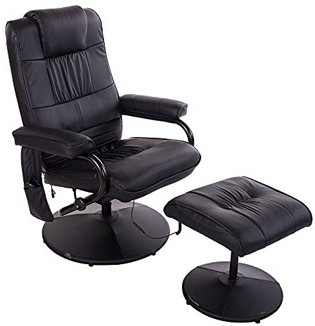 HOMCOM Fauteuil de Massage et Relaxation électrique pivotant inclinable avec Repose-Pied revêtement synthétique Noir