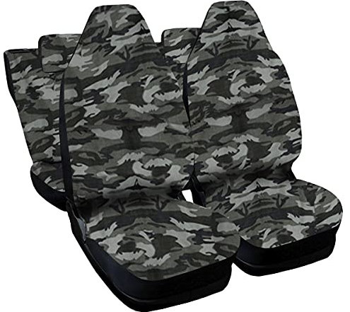 Lupex Shop Autositzbezüge kompatibel mit Twingo mit integrierter Kopfstütze, Camouflage Grau, hergestellt in Italien