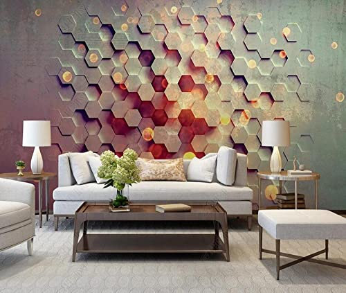 Papier Peint Panoramique Hexagone Géométrique Papier Peint 3D Tapisserie Murales Chambre Salon Décoration,250x175cm