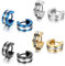 JewelryWe Schmuck 4 Paar Herren Ohrringe, Edelstahl, Glänzend Poliert Creolen Ohrstecker, Blau Schwarz Gold Silber