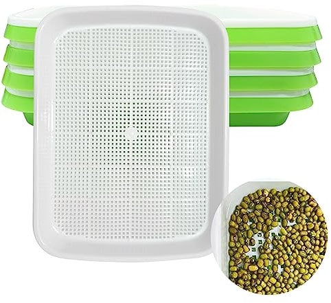 Chedin Bandeja para germinar semillas, 4 unidades, para el jardín, el hogar, la oficina, verde