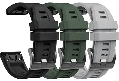 lepmok Cinturino da 26 mm per Garmin Fenix7X/Fenix 7X Solar/Fenix 7X Sapphire Solar/Fenix 6X/Fenix 6X Pro/Fenix 6X Sapphire/Fenix 5X Puls/Fenix 5X Sapphire (confezione da 3)