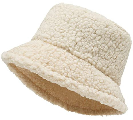 Cozylkx Flauschiger Fischerhut Aus Kunstpelz, Warmer Winterhut, Flauschiger Plüsch-Fischerhut Für Damen, Frauen, Mädchen,Beige