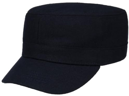 Lipodo Armycap Felt Cap Melange Look Wool Blend Adjustable Herren Summer Winter Navy One Size