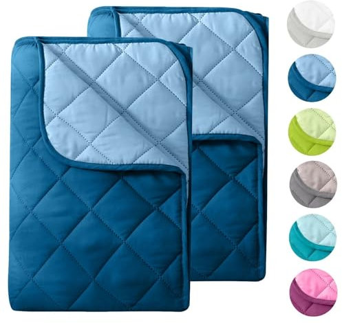 wometo 2 Stück Microfaser Sommer Steppbett Wende-Design 155x220 OekoTex - dunkelblau und blau Kochfest 95° Bettdecke für Camping und heiße Tage I ohne Bezug verwendbar I farbig & bunt