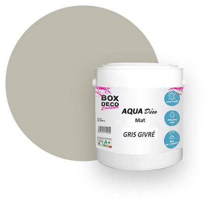 BOX DECO COULEURS Peinture murale acrylique aspect mat Aqua Déco - 2,5L, Gris Givré