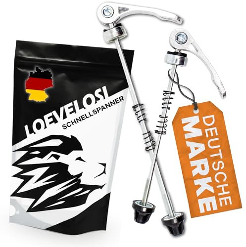 LOEVELOSI Fahrrad Schnellspanner leicht Vorderrad & Hinterrad Achse, MTB, Trekking und Rennrad, Quick Release Fahrrad Achsen Set mit Schnellverschluss Schnellspannset Vorne + Hinten Steckachse Silber