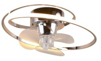 Plafón ventilador LED cromado ø50 cm con mando a distancia