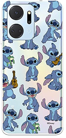 Schutzhülle für Huawei Honor X7A, offizielles Lilo & Stitch-Muster, transparent, zum Schutz Ihres Handys, flexible Silikonhülle mit offizieller Disney-Lizenz