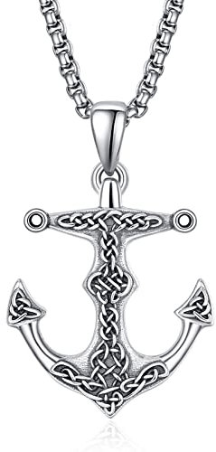 Anker Halskette Kette Sterling Silber Anker Anhänger Kette Keltische Knoten Anker Halskette Schmuck Geschenke für Herren Männer