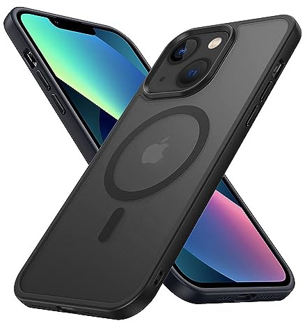 Cadorabo Hülle kompatibel mit Apple iPhone 13 in SCHWARZ [Kompatibel mit MagSafe] Hybrid Matt Design Magnetisch Stoßfest Kratzfest mit Rundumschutz Case für Apple iPhone 13 in Schwarz