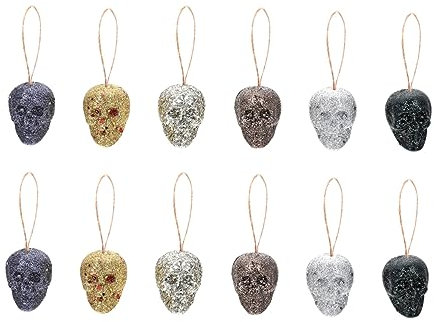 Garneck 12st -anhänger Halloween-baumschmuck Halloween-schäume Hängender Skelettkopf Halloween-Glitzer Halloween Hängende Schädelköpfe Halloween-schädel Schaum Partybedarf Mini