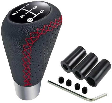 Auto Getriebekopf Schaltknäufe, Car Gear Lever Knob Head, Manueller Schaltknauf Leder Schalthebel Hebel 5 Gang Stick Shifter Handball Adapter für VW UP/Seat MII/Skoda Citigo 2013-2022,A