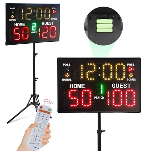 YZ LED Tragbare Elektronische Anzeigetafel mit Stativ, Tischtennis Zähler, Tennis Punktezähler, Cornhole Scoreboard, Digitale Zähltafel, für Volleyball, Basketball, Badminton, Pool Sports Outdoor