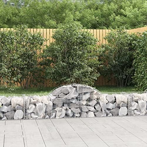Chaduof Gabionen mit Hochbogen 2 STK Gabionenkörbe, Gabionen Hochbeet, Steinkorb, Gabionengitter, Kräuterspirale Für Garten, Drahtkorb Für Pflanzen, 200x50x40/60 cm Verzinktes Eisen