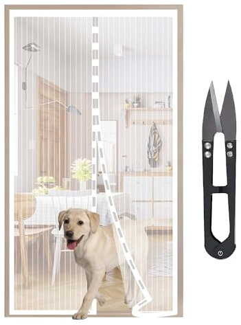 HW CASA Zanzariera Magnetica 120x220 con 34 Potenti Magneti e 2 Blocchi di Peso,Zanzariera Porta Si Chiude da Sola,Tenda Zanzariera per Impedire Ingresso di Mosche e Zanzare,Facile da Installare