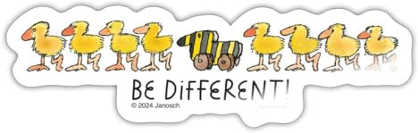 Spreadshirt Janosch Tigerente Be Different Spruch Sticker, max. 10 x 10 cm, 10 x 10 cm, Weiß glänzend