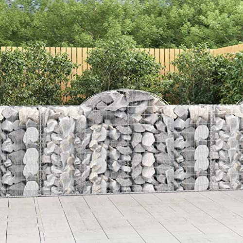 Iiaky Gabionen mit Hochbogen 6 Stk. 200x50x100/120cm Verzinktes Eisen GabionenköRbe WasserzapfsäUle Garten Gabionen Zaun Gabionensteine
