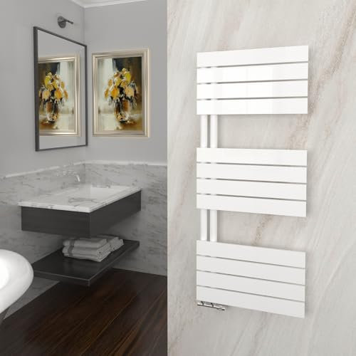GY Bath Badheizkörper 1200x500mm, Weiß Handtuchhalter Heizkörper Flach, Handtuchheizkörper Seitenanschluss Handtuchwärmer Handtuchtrockner 589W