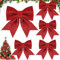 ZZQVIP Weihnachtsschleifen Set - 1 große und 4 kleine Schleifen, rote Schleifen für Weihnachtsbaum, Baumschmuck rot, ideal für Baum, Kamin und Kranz, Leicht, 21x24cm/17x18cm