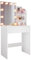 SONNI Schminktisch, Frisiertisch mit Spiegel, LED-Beleuchtung, Schubladen, 3 offene FÄcher, 3 Lichtmodis,10 Helligkeitsstufen, Kosmetiktisch, Make-up Tisch, Schlafzimmer, Weiß, 70x40x140cm.