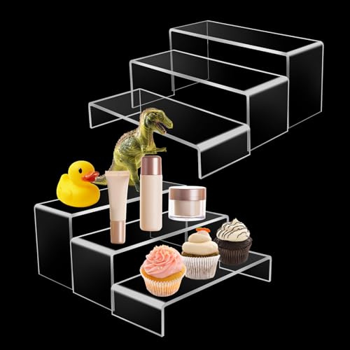 6 PCS Acrylic Display Stand,Clear Display Shelves,3 Tier Cupcake Stand | Multifunction Display Risers, Acrylic Risers for Figures Toys Dessert Cosmetics Collections Display