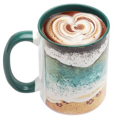 APOMOONS 15oz Paw Print Oceans Shoreline Travel Mug - Hot & Cold Drinks, Iced Coffee & Hot Chocolate