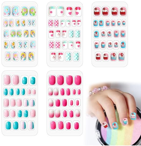 120 Set Kids' Stick-On Nails, Fake Nails for Decoration