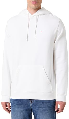 Tommy Jeans Herren Hoodie Regular Fit Flag Fleece mit Kapuze, Weiß (Ecru), XL
