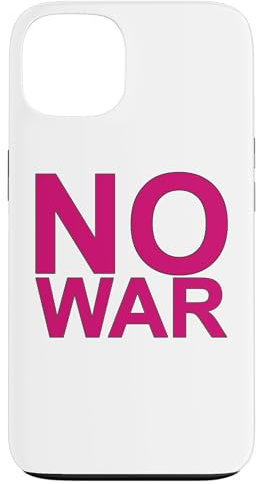Custodia per iPhone 13 No War: scritta grande in rosa con bordo grigio