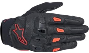 Alpinestars SP X 7 Air Gloves kurze Motorradhandschuhe Lederhandschuhe, BLACK DARK RED RED FLUO, XL