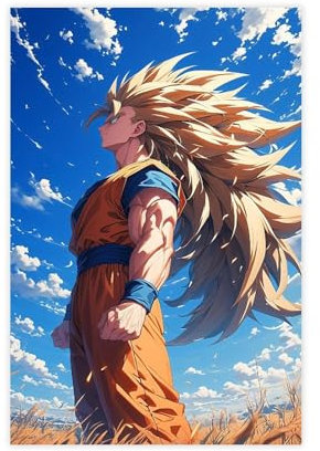 rlfnde Goku Super Saiyan Poster auf Leinwand, Schlafzimmer, Dekoration, Landschaft, Büro, Raumdekoration, Geschenk, 30 x 45 cm