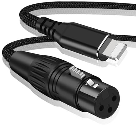 NCGGY XLR to i-Phone Microphone Cable 2M,XLR Female to Lighting Mic Link Converter,for Microphones or Recording Karaoke Sing,Compatible with i-Phone 14/13/12 pro max, i-Pad 9/8/7