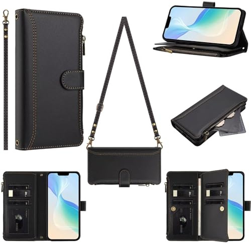 Tivenfezk Portefeuille Fermeture éclair Coque pour Xiaomi Redmi Note 10 5G,avec 9 Porte Cartes Flip PU Cuir Étui Sac à Main Bouton Magnétique Collier Housse Cordon Etui