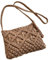 Borsa a tracolla intrecciata per donna 10x8x2 pollici borsa in corda di cotone con cerniera casual e alla moda stile boho per spiaggia colore cachi