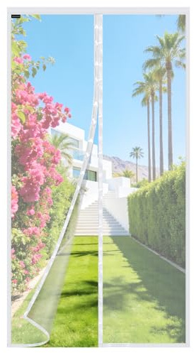 MYCARBON Mosquitera para Puerta 75x210cm Blanco Cierre Automático
