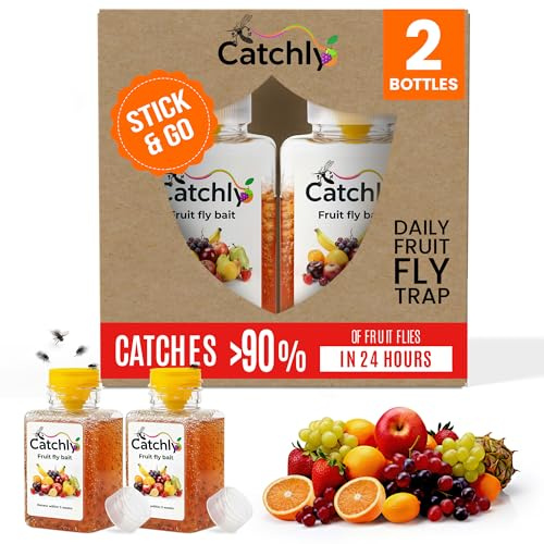 Catchly Fruit Fly Trap 2 Pack – Highly Effective Fruit Fly Killer for Kitchen & Home, Long-Lasting Up to 3 Weeks, Safe for Children & Pets, Small Size, Strong Results, Designed for Fruit Flies Only