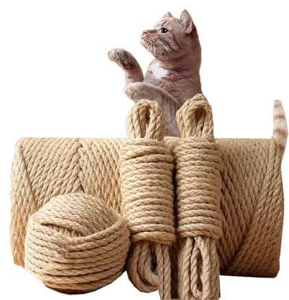 Sisal Rope for Garden Bundling Repairing/Replacement Cat Post Tree, DIY Twine String Ribbon for Pet Scratching Post Tower, Many Thicknesses (12mm x 50 meters)