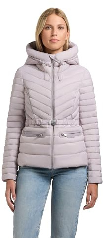 khujo Damen leichte Übergangsjacke kurze Jacke mit verstellbar Kapuze und Taillengürtel Lorella XS-XXL