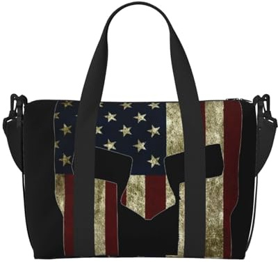 Sac de voyage léger avec sangle réglable pour week-end, voyage, voyage, usage quotidien avec tournesols jaunes et papillons bleus, Drapeau USA Spartan Américain, One Size, Classique