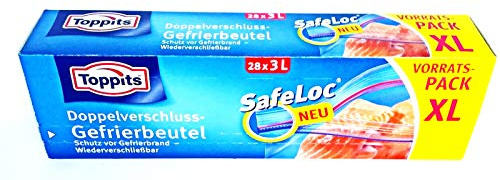 Toppits Safeloc Beutel Doppelverschluss Gefrierbeutel XL vorratspack (28 x3L)