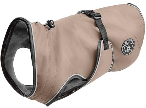 HUNTER Hundemantel UPPSALA 50, Farbe: taupe, 2in1 Design mit herausknüpfbarem Innenfutter, wasserabweisend, reflektierende Paspeln, geschlossene Bauchseite, optimaler Sitz, Größe: 50