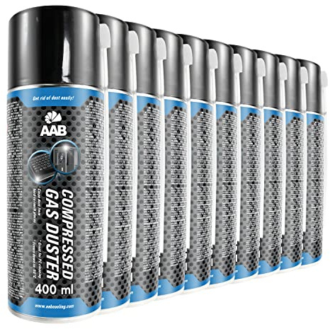 10 x AABCOOLING Compressed Gas Duster 400ml - Compressed Air for Cleaning Computer, Keyboard, and Other Office Equipment, Laptop Cleaner, PC Cleaning Kit, Can of Air, Aerosol Duster, Canned Air