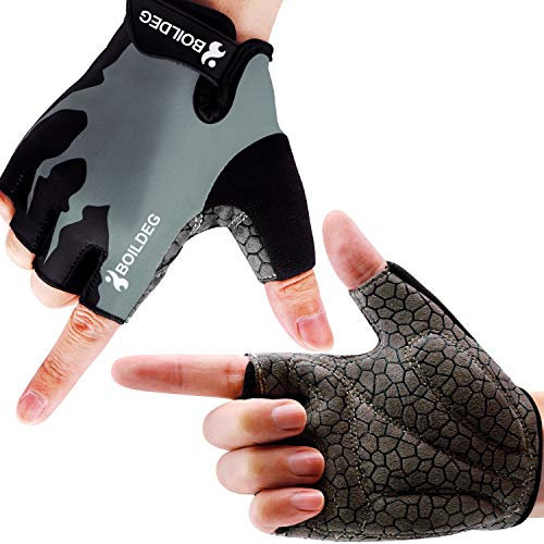 boildeg Fahrradhandschuhe Radsporthandschuhe rutschfeste und stoßdämpfende Mountainbike Handschuhe mit Signalfarbe geeiget Unisex Herren Damen