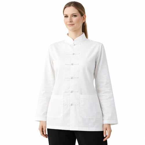 Lazutom Chemise en lin à manches longues pour femme Style chinois Kung Fu Tai Chi Tang