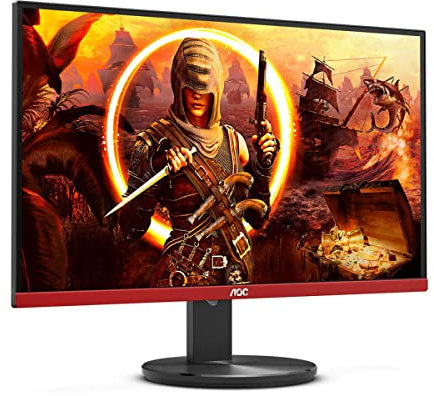 AOC G2590FX Monitor Gaming da 24.5 a 144Hz., Pannello TN FHD 1920 x 1080, 1 ms, Speaker, D-SUB, 2 x HDMI, DP, Non-Regolabile in Altezza, Nero/Rosso